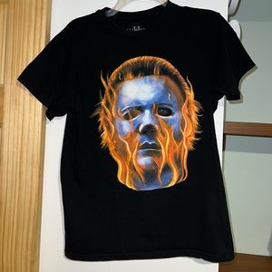 Halloween 2 Michael Myers Flames Graphic Tee size Small horror